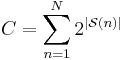  C = \sum_{n=1}^N 2^{|\mathcal{S}(n)|} 