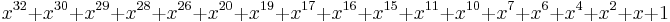 x^{32} %2B x^{30} %2B x^{29} %2B x^{28} %2B x^{26} %2B x^{20} %2B x^{19} %2B x^{17} %2B x^{16} %2B x^{15} %2B x^{11} %2B x^{10} %2B x^{7} %2B x^{6} %2B x^{4} %2B x^{2} %2B x %2B 1