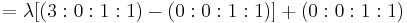  = \lambda [(3:0:1:1) - (0:0:1:1)] %2B (0:0:1:1) \  