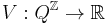 V:Q^\mathbb{Z}\to\mathbb{R}