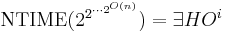 \mathrm{NTIME}(2^{2^{\cdots{2^{O(n)}}}}) = \exists{}HO^i