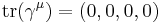 \operatorname{tr}(\gamma^\mu)= (0, 0, 0, 0)