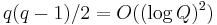 q(q-1)/2 = O((\log Q)^2)