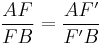 \frac{AF}{FB} = \frac{AF'}{F'B}
