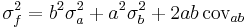 \sigma^2_f=b^2\sigma^2_a%2Ba^2 \sigma_b^2%2B2ab\,\text{cov}_{ab}