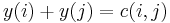 y(i)%2By(j) = c(i, j)