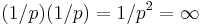 (1/p)(1/p) = 1/p^2 = \infty