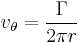 v_{\theta} = \frac{\Gamma}{2 \pi r}\,