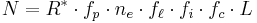 N = R^{\ast} \cdot f_p \cdot n_e \cdot f_{\ell} \cdot f_i \cdot f_c \cdot L \!