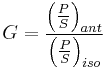 G={\left({P \over S}\right)_{ant}  \over  \left({P \over S}\right)_{iso}}\,\!