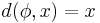 d(\phi,x) = x \ \,