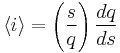  \left \langle i \right \rangle  = \left(\frac{s}{q}\right)\frac{dq}{ds} 