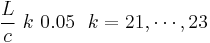 \frac{L}{c}\ k\ 0.05\ \ k=21,\cdots ,23