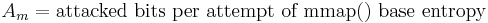 A_m = \mbox{attacked bits per attempt of mmap() base entropy}\,