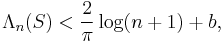 \Lambda_n(S)<\frac{2}{\pi} \log(n%2B1)%2Bb,\,