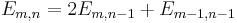 E_{m,n} = 2E_{m,n-1} %2B E_{m-1,n-1} \!