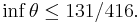 \inf \theta \leq 131/416.