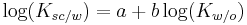 \log(K_{sc/w}) = a %2B b\log(K_{w/o})