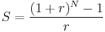 S = {{(1%2Br)^N - 1}\over r}