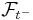 \mathcal{F}_{t^-}