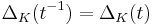 \Delta_K(t^{-1}) = \Delta_K(t)