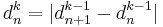 d_{n}^{k} = |d_{n%2B1}^{k-1}-d_{n}^{k-1}|