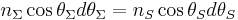 n_\Sigma \cos\theta_\Sigma d \theta_\Sigma=n_S \cos\theta_S d \theta_S \ 