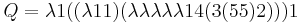 Q=\lambda 1 ((\lambda 1 1) (\lambda \lambda \lambda \lambda \lambda 1 4 (3 (5 5) 2))) 1