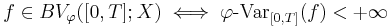 f\in BV_\varphi([0, T];X)\iff \mathop{\varphi\mbox{-Var}}_{[0, T]} (f) <%2B\infty