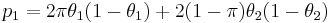 p_1=2\pi\theta_1(1-\theta_1)%2B2(1-\pi)\theta_2(1-\theta_2)