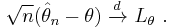 
    \sqrt{n}(\hat\theta_n - \theta)\ \xrightarrow{d}\ L_\theta\ .
  