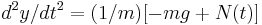 d^2y/dt^2 = (1/m)[-mg%2BN(t)]