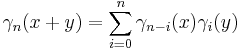 \gamma_n(x %2B  y) = \sum_{i=0}^n \gamma_{n-i}(x) \gamma_i(y)