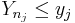 \textstyle Y_{n_{j}}\leq y_{j}