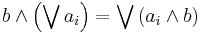 b \wedge \left( \bigvee a_i\right) = \bigvee \left(a_i \wedge b\right)