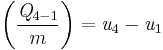 \left(\frac{\mathit{Q}_{4-1}}{{m}}\right)=\mathit{u}_4-\mathit{u}_1