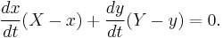 \frac{dx}{dt}(X-x)%2B\frac{dy}{dt}(Y-y)=0.
