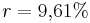 r = 9{,}61 \%