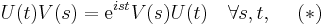 U(t)V(s) = \operatorname{e}^{i st} V(s) U(t) \quad \forall s, t, \;   \quad (*)      