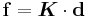 
   \mathbf{f} = \boldsymbol{K}\cdot\mathbf{d}
 