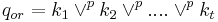 q_{or}=k_1 \lor^p k_2 \lor^p .... \lor^p k_t  