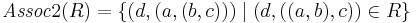 \mathit{Assoc}2(R) = \{(d,(a,(b,c))) \mid (d,((a,b),c)) \in R\}