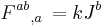 F^{ab}{}_{,a} \, =k J^b