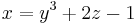 x = y^3 %2B 2z - 1