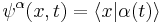 
   \psi^\alpha(x,t) = \langle x | \alpha(t)\rangle 
