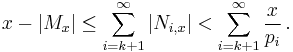 x-|M_x| \le \sum_{i=k%2B1}^\infty |N_{i,x}|< \sum_{i=k%2B1}^\infty {x\over p_i}\,.