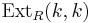 \operatorname{Ext}_R(k,k)