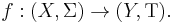 f: (X,\Sigma)\to (Y,\Tau).