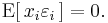 
 \operatorname{E}[\,x_i\varepsilon_i\,] = 0.
 