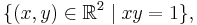 \{(x,y) \in \mathbb{R}^2 \mid xy = 1\},